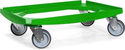 MESO Onderwagen Rolplateau ABS Groen - Laadvlak 600x400mm - Max 250kg - 4 TPR Zwenkwielen Ø100mm - Kratwagen - Transportplateau - Rolwagen Magazijn