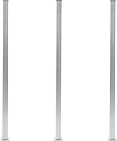 Set van 3 Aluminium Schuttingpalen voor Hekwerken, Inclusief Kappen en Voeten