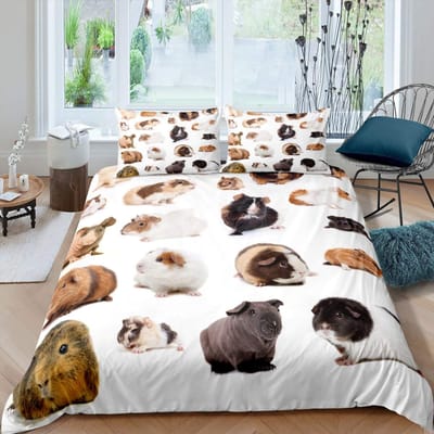 Cavia Bodembedding Collectie Dierlijk Patroon Dekbedovertrek Voor Kinderen Jongens Meisje Dekbedhoes Wilde Natuur Slaapkamer Collectie 3 Delen Volledige Maat EU single(135x200cm)