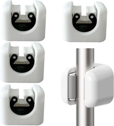 Famanu – Bezemhouder wandmontage set van 4 – Zelfklevend dweilhouder, strak en minimalistisch, snel te plaatsen – Voor badkamer