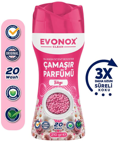 Evonox Clean Granulaat Wasparfum & Wasverzachter Tokio 210 gr | Vegan | Langdurige Frisse Geur | Milieuvriendelijk | Voor Alle Stoffen