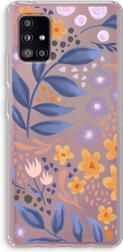 Case Company® - Hoesje geschikt voor Samsung Galaxy A51 5G hoesje - Flowers with blue leaves - Soft Cover Telefoonhoesje - Bescherming aan alle Kanten en Schermrand