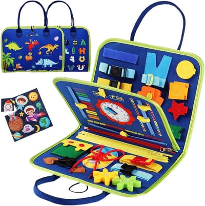 Kinder Activiteitenboek - Vilt Leerboek - Motoriek Ontwikkeling - Veilig Vilt Materiaal - 30 cm - Blauw