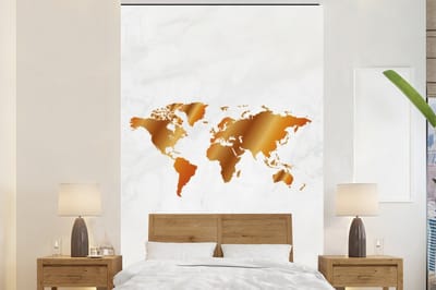 Behang - Fotobehang Wereldkaart - Marmer - Goud - Breedte 200 cm x hoogte 300 cm