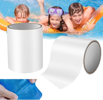 Zelfklevende reparatietape voor zwembanden - Flexibele tape - Waterdichte reparatietape voor onder water, geschikt voor zwembaden, opblaasboten, luchtmatrassen en zwembanden - Transparant 10 cm x 100 cm