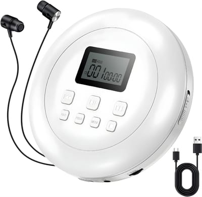 AHD® CD Speler - Draagbare CD Speler - Portable CD Speler - Wit - 22cm x 18cm x 5cm