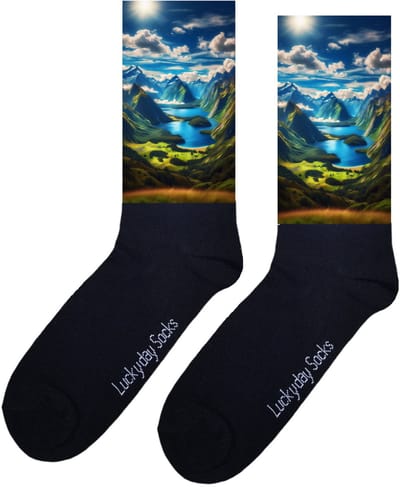 Bergen - Valentijns Cadeau - Grappige sokken - Leuke sokken - Hem Haar sokken - Vrolijke sokken - Sint cadeau - Vaderdag - Moederdag - Verjaardag cadeau - Kerst cadeau - Leuk Cadeau - Natuur - Print sokken - Socks maken Happy - 37-44