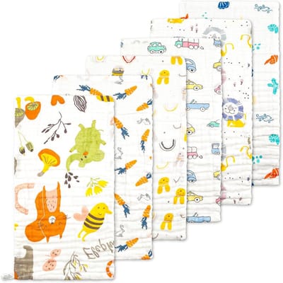 Dailygoods- Verzorgingsdoeken Set van 6 - Spuugdoeken - Katoenen Slabbetjes - Babyluiers - Draagbaar Wattenpad - Ademend en Zacht - Babydoeken