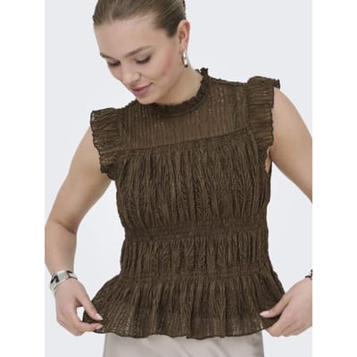 slim fit blousetop met rucheskraag model 'SHAILA'