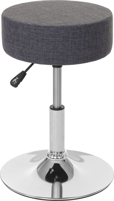 Kruk MCW-C22, kruk make-up kruk, in hoogte verstelbaar Ø 35cm ~ textiel, grijs
