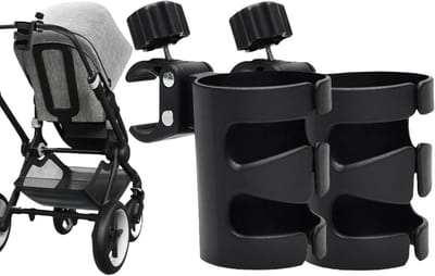 2x Universele Bekerhouder voor Kinderwagen en Buggy, Zwart