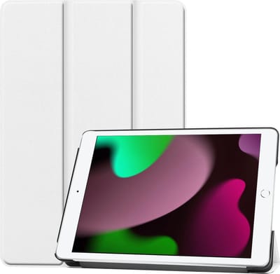 Hoes - Geschikt voor Apple iPad 9 (2021) - 10.2 inch - 9e Generatie - Dun & Stevig - Trifold Bookcase - Hard Cover - Hardcover Book Case - Tablet Hoesje - Wit