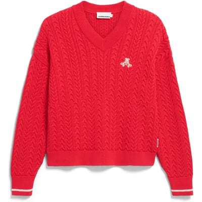 Loose fit gebreide pullover van puur biologisch katoen, model 'CAARLOA CABLE'