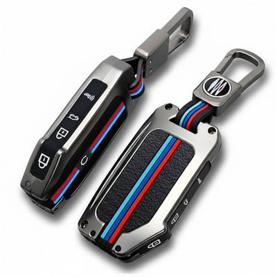 Autosleutel Hoesje geschikt voor Kia - Sleutelcover - Metalen Sleutelhoes - Accessoires - grijs