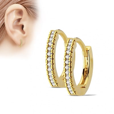 Oorbellen micro gemmed ringetjes 0.8x10 - goud - LMPiercings
