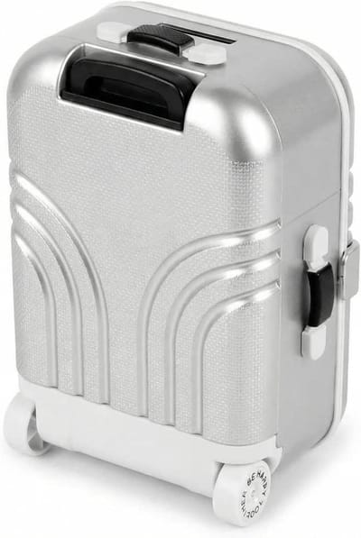 Mini Koffer Spaarpot - Geldcontainer Trolley - Kinderen Leren Besparen - Realistisch Kofferdesign - 10x10x10 mm - Zilver