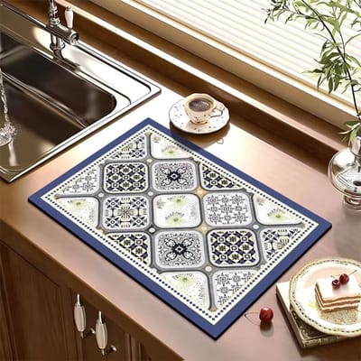 Amerikaanse Retro Lichte Luxe Keuken Aanrecht Afdruipmat Sneldrogend Algen Modder Antislip Absorberend Mat Bar Kom Warmte-isolerende Mat 40*60cm