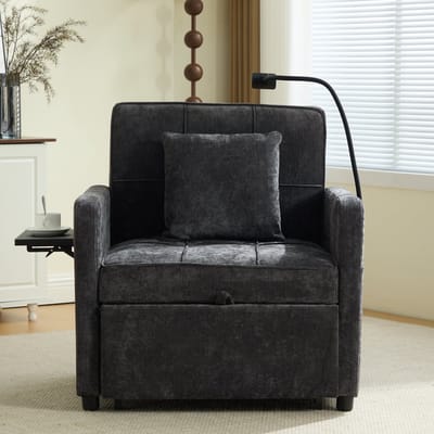 MODFU - Slaapfauteuil - 2-In-1 En 5-Standen Verstelbaar - Modern - Chenille - Donkergrijs - 167 X 79 X 83 Cm