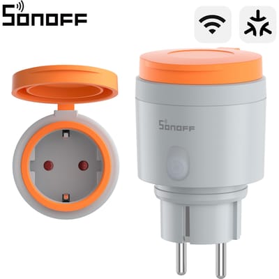 SONOFF S61STPF-PM-O Intelligent buitenstopcontact type F met Matter via WiFi, energiekostenmonitoring, bescherming tegen overbelasting en overladen, timerfunctie