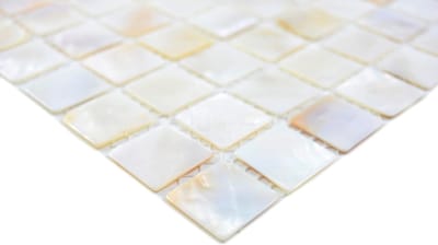 Mozaïektegel met schelp - Decoratieve wandtegel - Badkamer en keuken - Vochtbestendig materiaal - 300x300 mm - Natuurlijke schelp