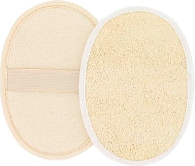 Sundo Luffa massagepad ovaal 18 × 13 cm - 100% luffa met katoenen achterkant, wasbaar tot 60 °c - Wit