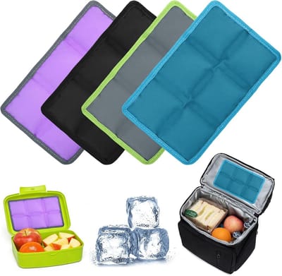 SnelShoppen - YEAMLTE 4 stuks Koelbatterijen Klein 15x10 cm - Flexibele Koelpads in 4 Kleuren van Zacht Polyester - Herbruikbare Mini Koelpacks voor L