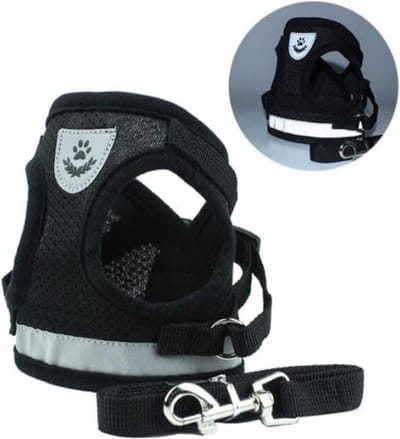Hondentuig Maat L - Honden harnas - Uitlaten - Reflecterend - Hondenaccesoires - Buiten - Kleine honden - Pomeriaan - Chihuahua - Keeshond - Jack russel - Wandelen - Zwart