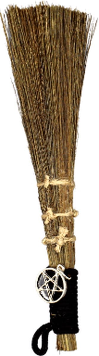 Heksenbezem - Something Different - 20cm Broom with Pentagram Charm Ornament - Multicolours