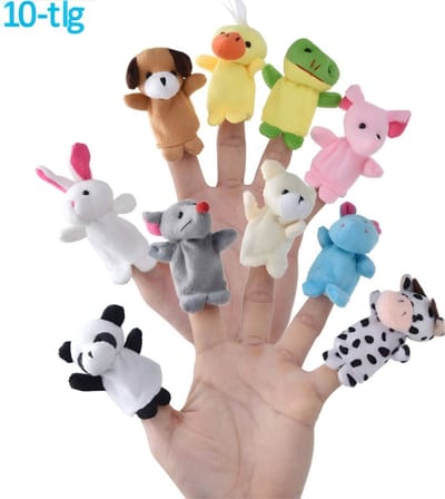 JeiibrZui Vingerpoppen Pluche Dieren - 70x50 Mm - 10 Delige Set - Kleurrijk Assortiment Voor Kinderfeestjes En Paaseieren