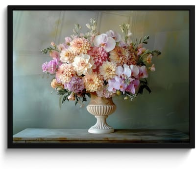 Poster in lijst - Fotolijst 70x50 cm - Posters - Orchidee - Boeket - Vaas - Bloemen - Posterlijst zwart - Decoratie - Wanddecoratie woonkamer - Muurdecoratie slaapkamer
