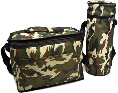Camouflage Koeltas - Geïsoleerde Lunchtas - Picknick en Reizen - Flessenhouder Geïntegreerd - 10 Liter - Groen