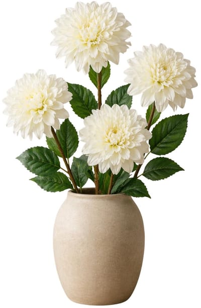 Mica Decorations Kunstbloem Dahlia Floristic - 4x - H75 cm - wit - kunststof - stelen kunstbloemen - boeket - bloemetjes