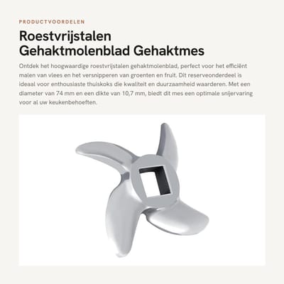 Dailygoods- Gehaktmolenblad Roestvrij Staal - Reserveonderdeel Vleesmolen - Kruisvormig Snijblad - Diameter 74 mm - Dikte 10,7 mm - Veilig voor Voedsel - Vleesmolenmes