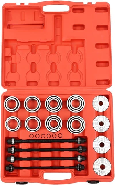 Pers- en trekhulzen set - Reservegereedschap - Autoreparatie - 28-delig - 42 cm koffer - Zwart zilver