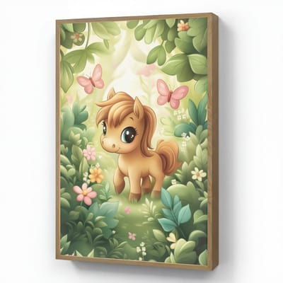 Nachtlampje 60x90 cm - Kinder lamp - Pony - Bruin - Cartoon - Vlinders - Tafellamp kinderkamer draadloos - Slaapkamer lampje - Bedlamp kinderen - Kinderlampje - Wandlamp babykamer - Nachtlampjes