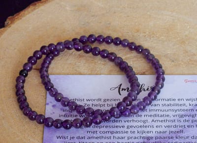 Amethist armband 4mm - edelstenen - Perfect cadeau voor vrouwen - Inclusief uitleg - Spiritueel - Amethyst - Stabiliteit - Balans - Harmonie - Rust - Beter slapen - 100% NATUURLIJK