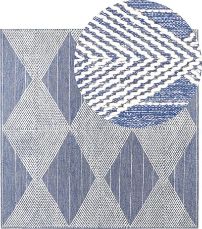 DATCA - Laagpolig vloerkleed - Blauw - 200 x 200 cm - Wol