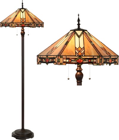 Lumilamp Tiffany Vloerlamp Ø 50x161 cm Beige Glas