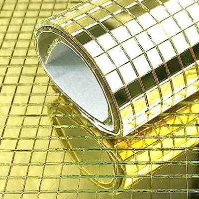 Zelfklevende spiegelmozaïektegels voor wanddecoratie - 3200 stuks in goudkleur