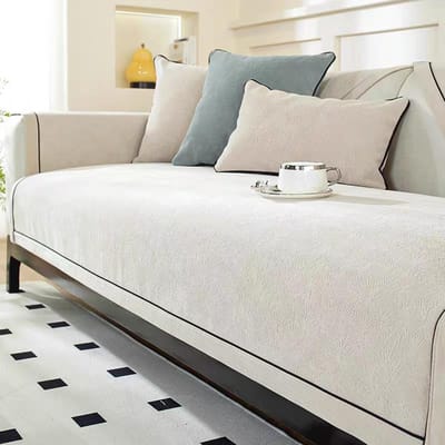 Effen Kleur Chenille Waterdicht Bankkussen voor Alle Seizoenen, Eenvoudige Bank Handdoek, Scandinavisch Antislip Kussen 70*70cm
