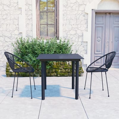 vidaXL - 3-delige - Tuinset - PVC-rattan - zwart