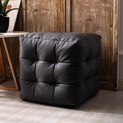 Voetenbankje Kubus - Zitpoef - Extra zitplek - Gewatteerd design - 45x45x45 cm - Zwart