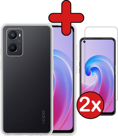 Hoesje - Met 2x Screenprotector - Geschikt voor OPPO A76 - Sterk & Shockproof - Telefoon Hoes - Back Cover - Siliconen Case - Telefoonhoes - Transparant