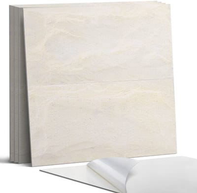 Coloray Wandpanelen Zelfklevend - Natuurlijke steenstructuur Zelfklevende Wandpanelen - 50 cm x 50 cm - Romig Wandpaneel PVC - 5 stuks - Texturen Wandpanelen Zelfklevend - Wandbord Keuken - Wandpaneel Badkamer