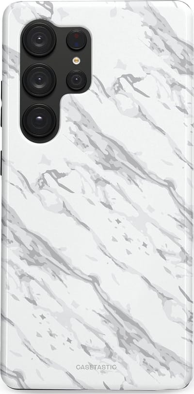 Casetastic hoesje geschikt voor Samsung Galaxy S25 Ultra - Dubbellaagse bescherming - Arctisch Marmer - Fashion Case - Wit Lichtgrijs