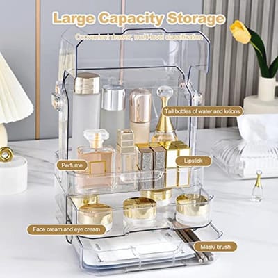 Luxe Draagbare Transparante Multifunctionele Make-up Case - Stofdicht Cosmetische Opbergdoos voor Huidverzorgingsproducten en Sieraden