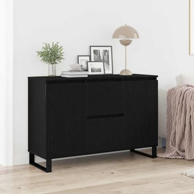 vidaXL - Dressoir - Zwart - Eiken - 101,5 - x - 35 - x - 70 - cm - Bewerkt - hout