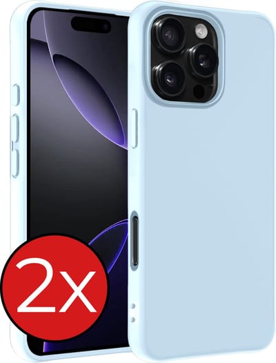 Hoesje - 2 Stuks - Geschikt voor Apple iPhone 16 Pro - Sterk & Shockproof - Telefoonhoes - Back Cover - Case Siliconen - Telefoon Hoes - Lichtblauw