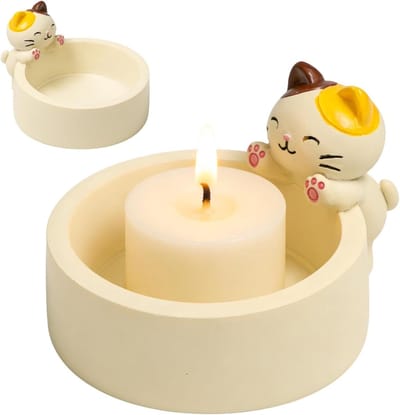 Katten Kaarsenhouder - Theelichthouder Kat - Sfeerverlichting Creëren - Uniek Kattenpoot Design - 2 stuks 7 cm - Wit