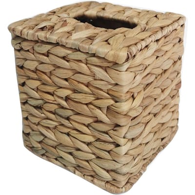Tissueboxhouder Handgemaakt Handgeweven Waterhyacint Tissueboxhouder Rustiek Boho Natuurlijke Vezel Servetdispenser Set beige